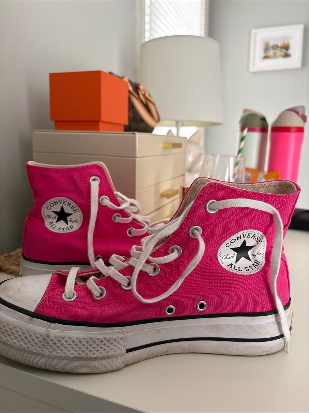 Women Pink High-Top Converse